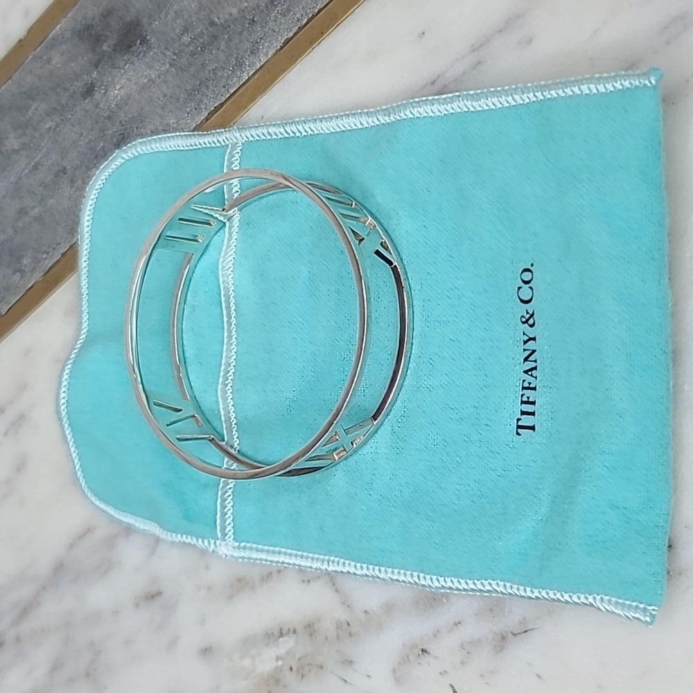 Tiffany & Co. 925 Sterling Silver Atlas Collection Wide Bangle Bracelet